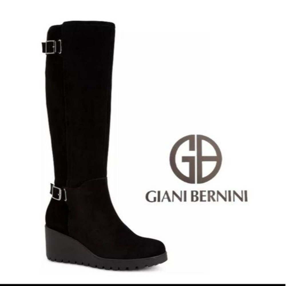 GIANI BERNINI Womens Black 1/2" Platform Sannaa Wedge Memory Foam Boots …